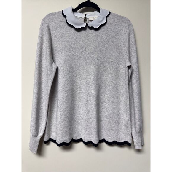 TED BAKER LONDON Lheo Jumper Scalloped Layered Sweater, Sz 3 (US 8) - Picture 2 of 11